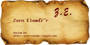 Zorn Elemér névjegykártya